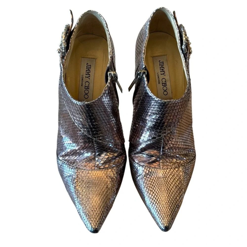 Jimmy Choo Pink Snakeskin Ankle Bling Boots 38/8 - Picture 8 of 14